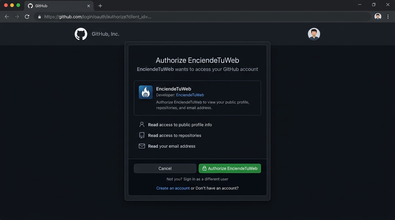 Pantalla de Autorización de GitHub
